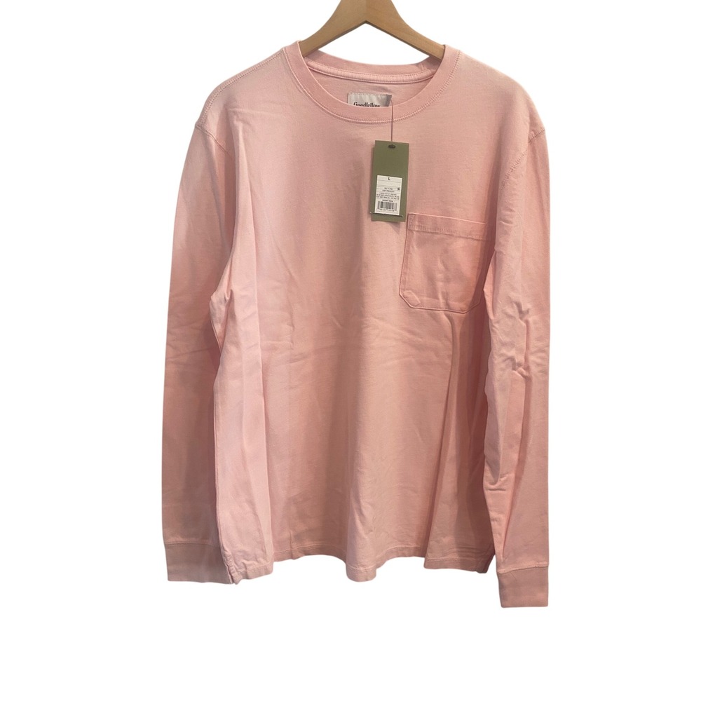 Goodfellow & Co Mens Light Pink Long Sleeve Pocket T-Shirt Size L NWT Cotton